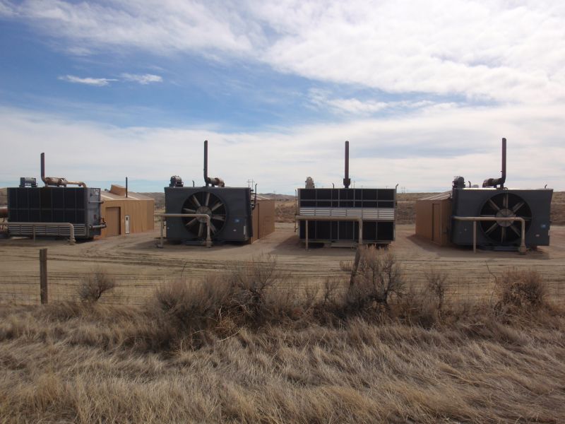 Fans on compressor stations in the Powder River Basin (used to pressurize gas for transport away from the wells)