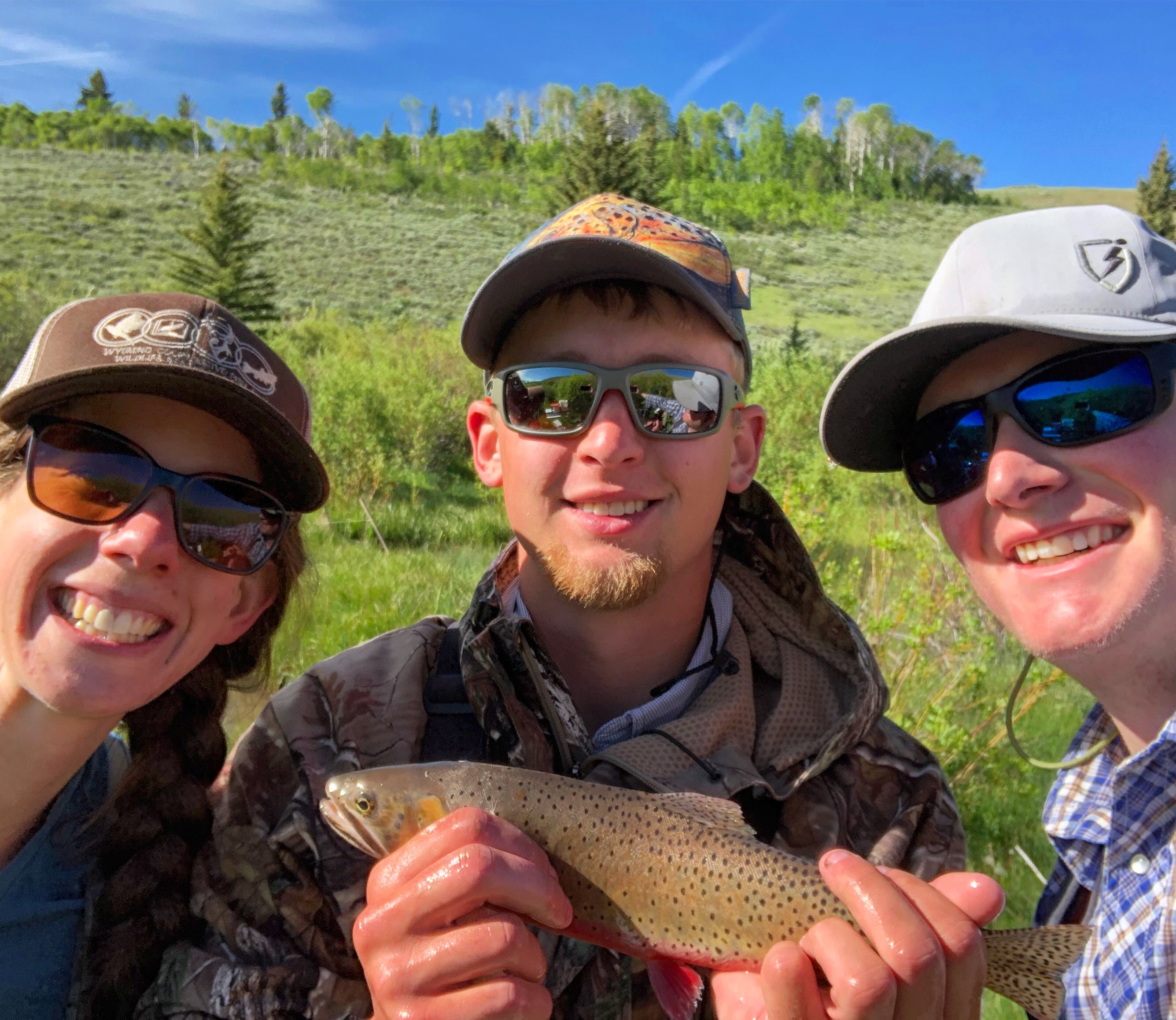 Technicians and me with cutthroat trout