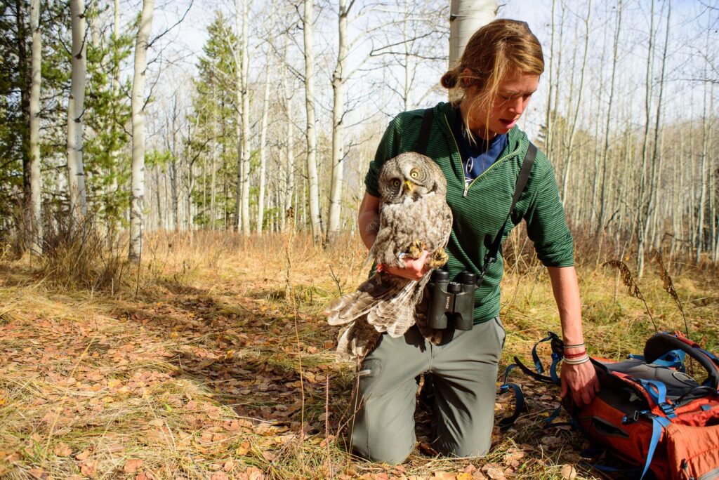 Katherine holding owl